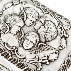 Rectangular Antique Silver Reynolds Angels Jewellery Box