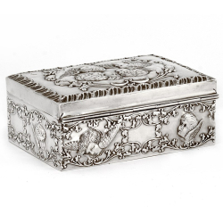 Rectangular Antique Silver Reynolds Angels Jewellery Box