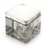 Square Hob Cut Glass Inkwell with a Plain Silver Top