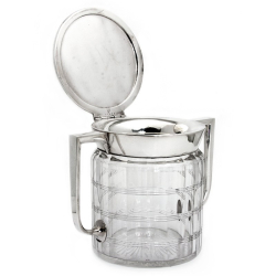 Mappin & Webb Plain Silver Plate & Cut Glass Biscuit Box