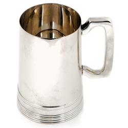 Plain Circular Tapering Silver Pint Mug with a Bracket Handle