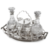 Victorian Silver Plate Drinks Tray with Two Decanters, an Ice Pail and Six Goblets