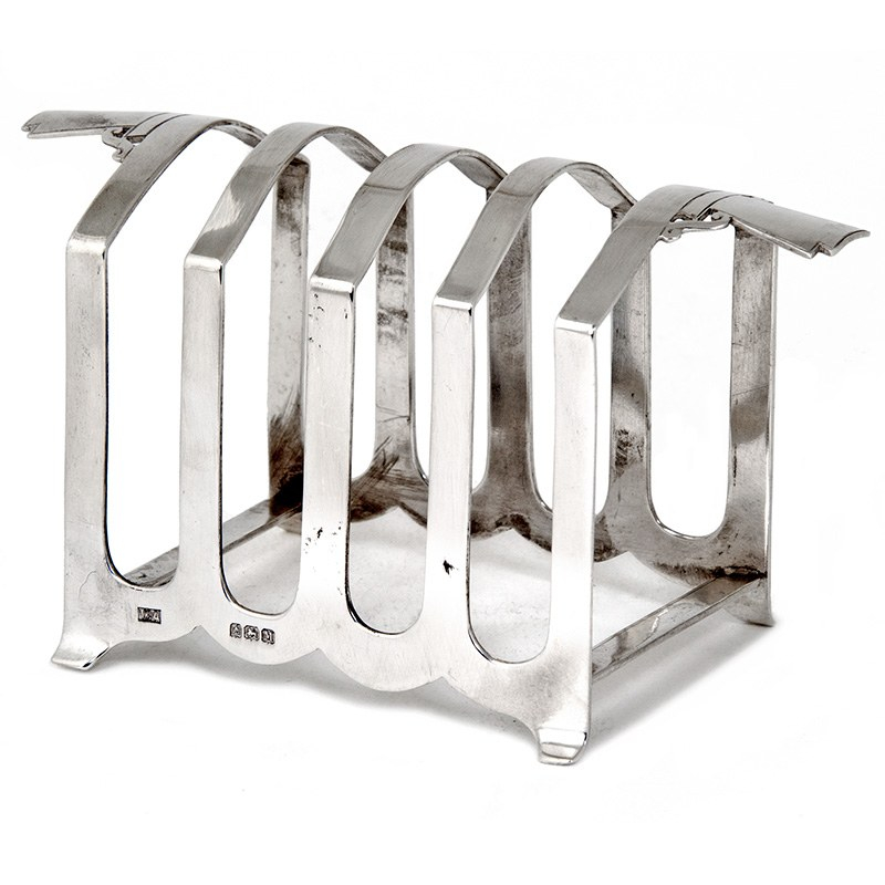 Art Deco Style Silver Toast Rack with Tab Handles