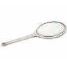 Oval Art Deco Style Silver Hand Mirror Decorated with Engine Turning
