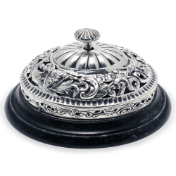 Victorian Silver Table Bell on a Black Ebonised Base