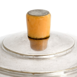Art Deco Style Glass Ice Pail or Biscuit Barrel with a Silver Plate Lid and Ivory Finial