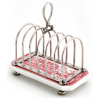 Victorian Silver Plate Toast Rack with Spode Pottery Base