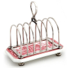 Victorian Silver Plate Toast Rack with Spode Pottery Base