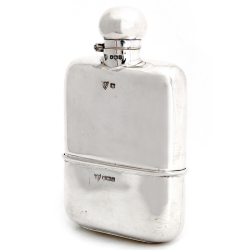 Silver Hip Flask with a Detachable Gilt Cup