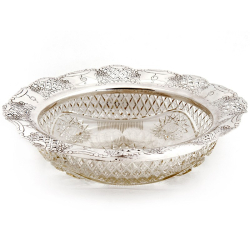 Cut Glass and Silver Plate Applied Border Fruit Bowl