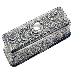 Decorative Victorian Die Stamped Silver Jewellery Box