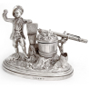 Decorative Victorian Silver Plate Ink Well of a Peasant Farmer Picking Grapes