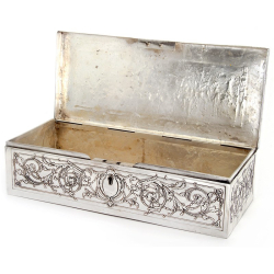 Large Victorian Silver Plated Box Depicting a Grand Ball with Musicians and Dancing