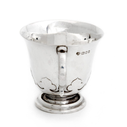Silver Christening Mug with a Plain Lipped Body and Cut Cardwork Base