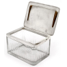 French Silver and Cut Glass Art Deco Style Box with Shells on Each Corner of the Lid