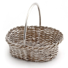 Antique Silver Plate Wicker Basket with a Fixed Handle
