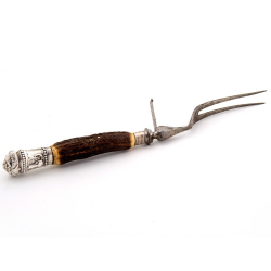 Victorian Antler and Silver Mounted Four Piece Carving Set