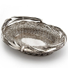 Victorian Silver Plated Woven Wire Swing Handle Oval Basket