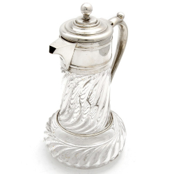 Victorian Silver Plated Mount Claret Jug with Spiral Cut Glass Body