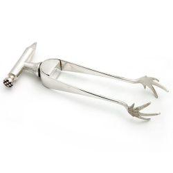 Pair of Silver Plated Claw Ice Tongs with Integrated Ice Hammer