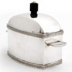 Art Deco Style Silver Plated Box with Tabbed Handles and a Domed Lid