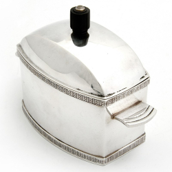 Art Deco Style Silver Plated Box with Tabbed Handles and a Domed Lid
