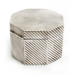 Victorian Hexagonal Silver Plated Lidded Box with Diagonal Ribbed Design