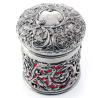 Cranberry Glass Lined Antique Silver Dressing Table Jar