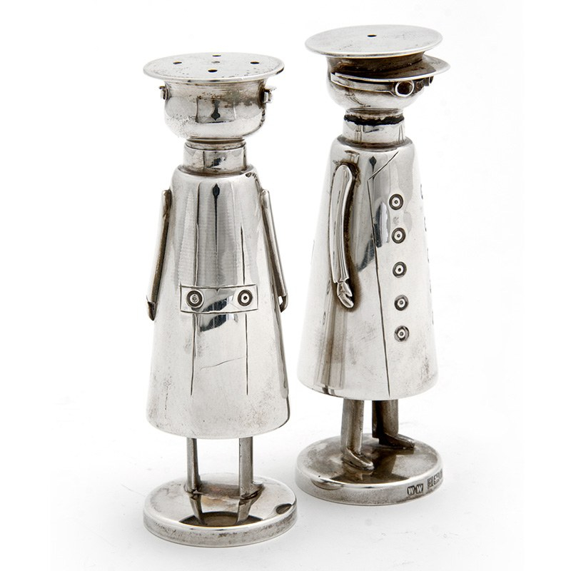 Pair of Silver Chauffeur Salt and Pepper Shakers (1989)