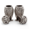 Pair of 925 Silver Owl Salt and Pepper with Glass Eyes