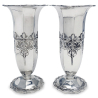 Pair of Antique Edwardian Silver Paneled Vases