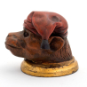 Painted Bronze Monkey Wearing a Hat Ink Well