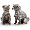 Highly Detailed Cast 925 Silver Sitting Dog Salt and Pepper Pair