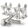 Rare Silver Plate Bi-Plane Holding Four Egg Cups and Four Teaspoons
