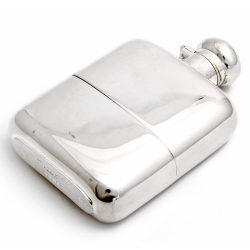 Silver Plated Plain Hip Flask with Detachable Cup