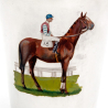 Silver Plate Cocktail Shaker Featuring an Enamel Painted Picture of a Jockey on his Racehorse