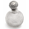 Edwardian Silver Topped Perfume Bottle Deep Diamond Cut Glass Body