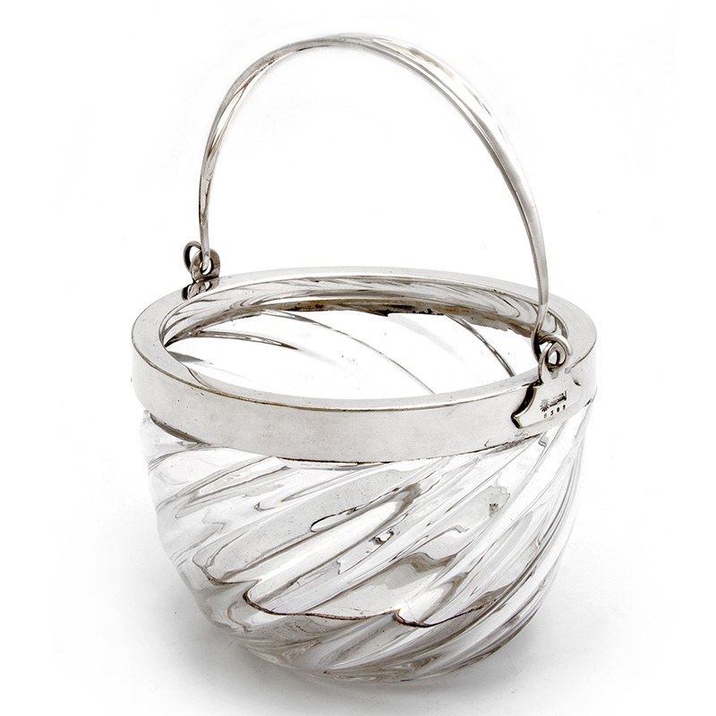 Mappin Bros Silver Plate and Spiral Glass Ice Pail