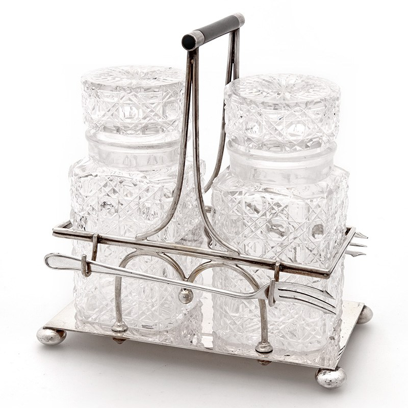 Mappin & Webb Silver Plated Double Pickle Jar Stand