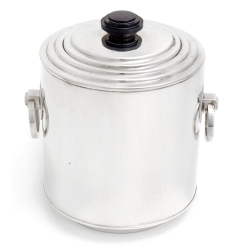 Art Deco Style Silver Plate Barrel with a Stepped Pull-Off Lid and Bakelite Finial