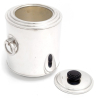 Art Deco Style Silver Plate Barrel with a Stepped Pull-Off Lid and Bakelite Finial