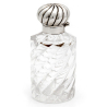 Swirl Design Silver Topped and Cut Glass Perfume Bottle