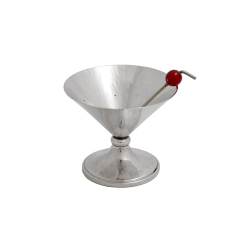 Silver Plate Cocktail Shaker Stand with Six Cups and Cherry Picks