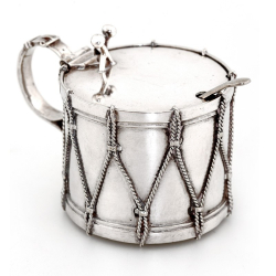 Rare Victorian Silver Plated Drum Shape Mustard Pot