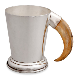 Plain Antique Silver Plated Pint Mug with a Boars Tooth Handle