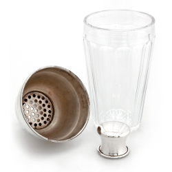 Clear Glass and Silver Plate Cocktail Shaker