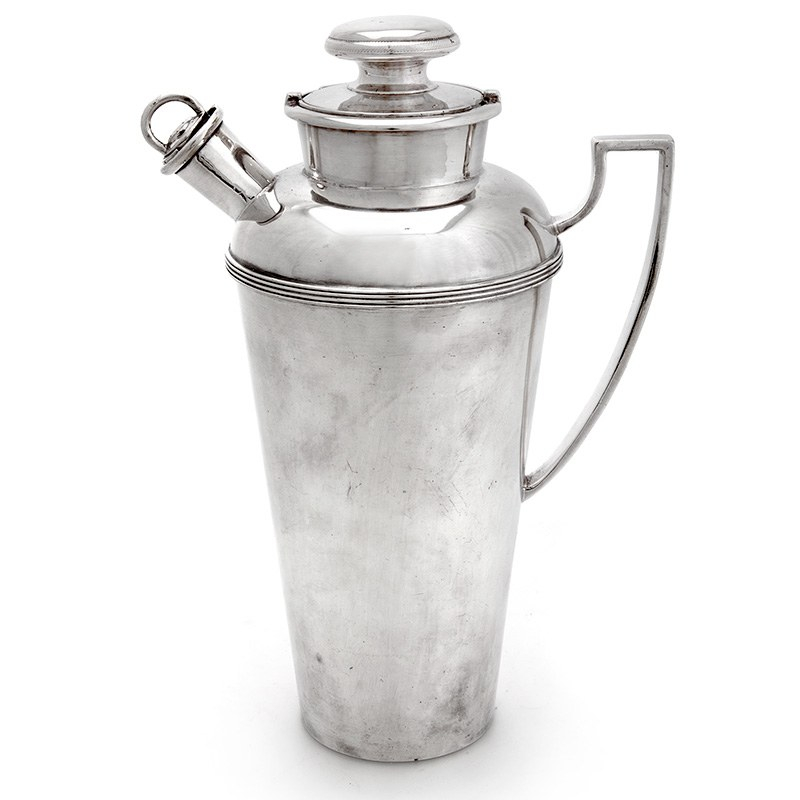 Roberts & Beck Silver Plated Cocktail Shaker with Unusual Bayonet Cap & Spout