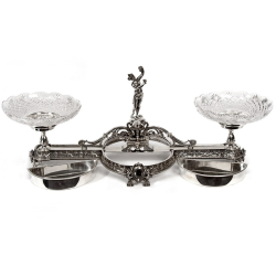 Stunning Elkington & Co Centre Piece with Classical Female Figure and Two Cut Glass Bowls