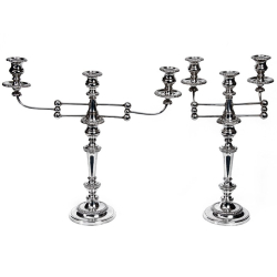 Pair of Old Sheffield Plate Three Light Candelabra with Folding Bracket Branches (c.1810)