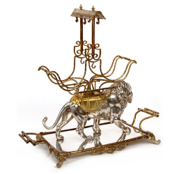 Impressive Victorian Silver Plate Liqueur Stand with a Standing Lion